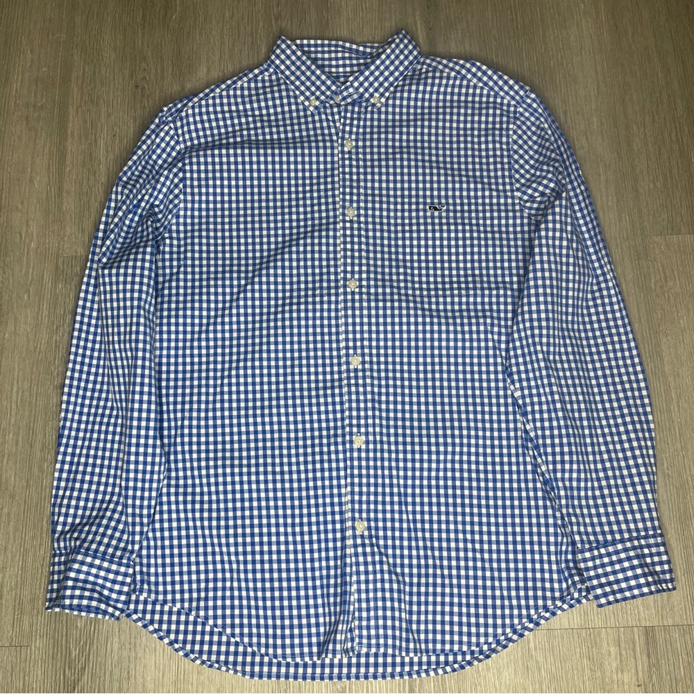 Vineyard Vines Classic Fit Tucker Shirt Blue/White Checkered Button Up
